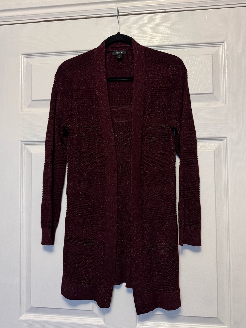 Alfani Open-Front Long Cardigan Sweater - Deep Wine